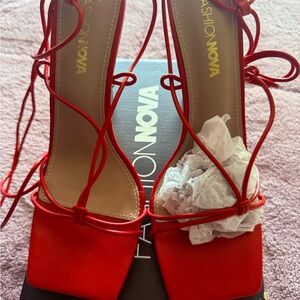 Fashion Nova Bold Red Strappy Sandals